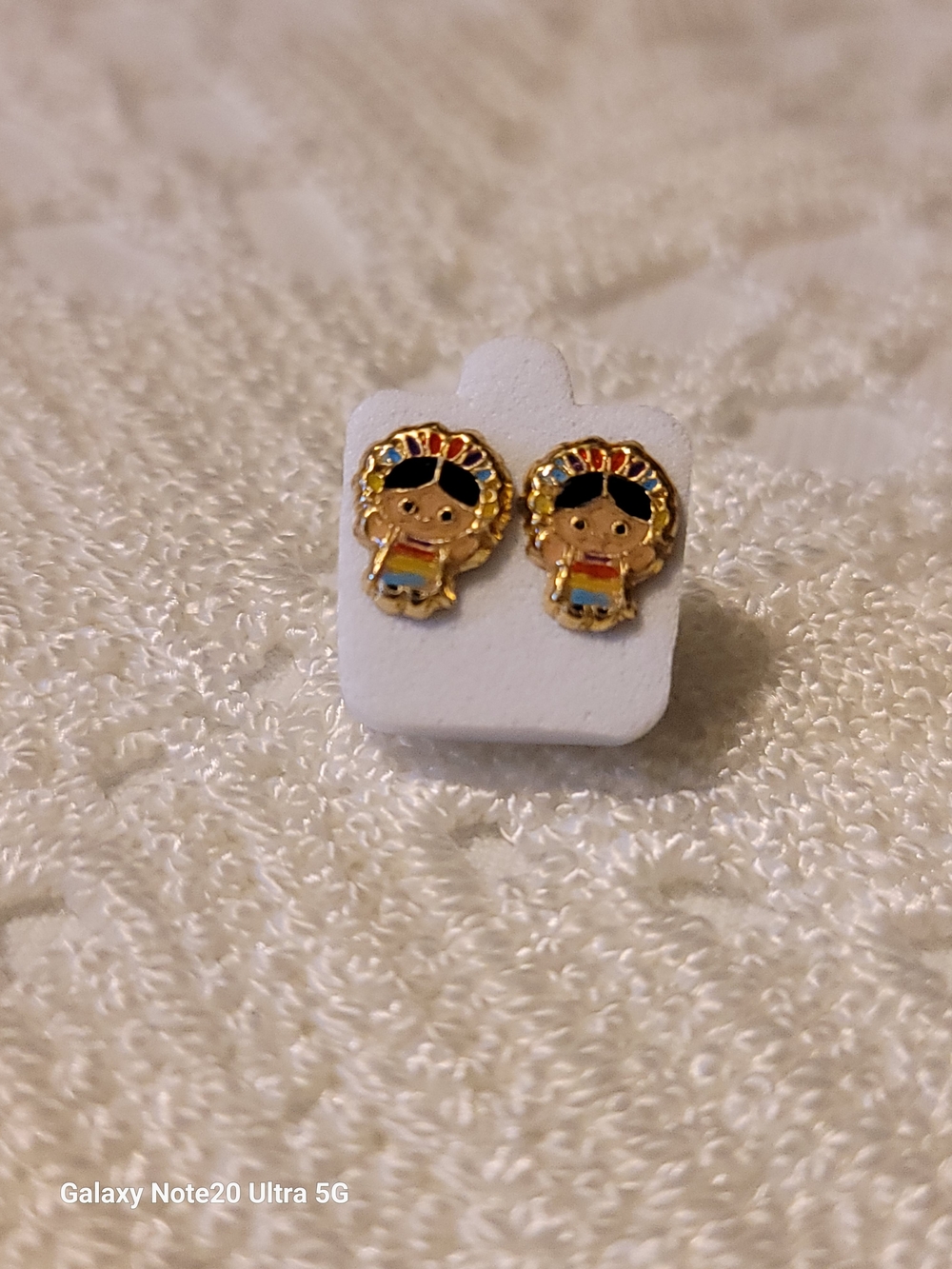 Womens -Girls  Gold Plated  Rainbow Outfit Girl Stud Earrings (LELE) - Unbranded